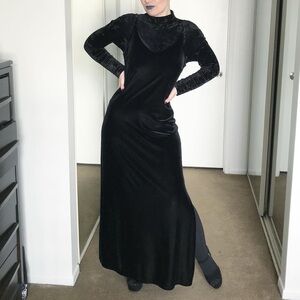 Vintage My Michelle Black Velvet Spaghetti Strap Maxi Dress Gown Medium